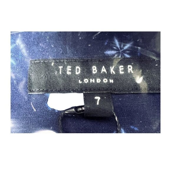 Ted Baker Mens Navy Blue Floral Collared Slim Fit Button Up Shirt Sz 2XL New - Picture 8 of 12